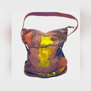 36. A.S. 98 LEATHER DISTRESSED "FOILED" BUCKET HOBO!